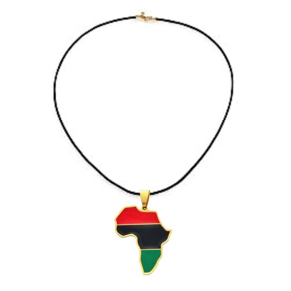 Africa Map Necklace - In Leather or Gold Chain - Picture 3 of 3